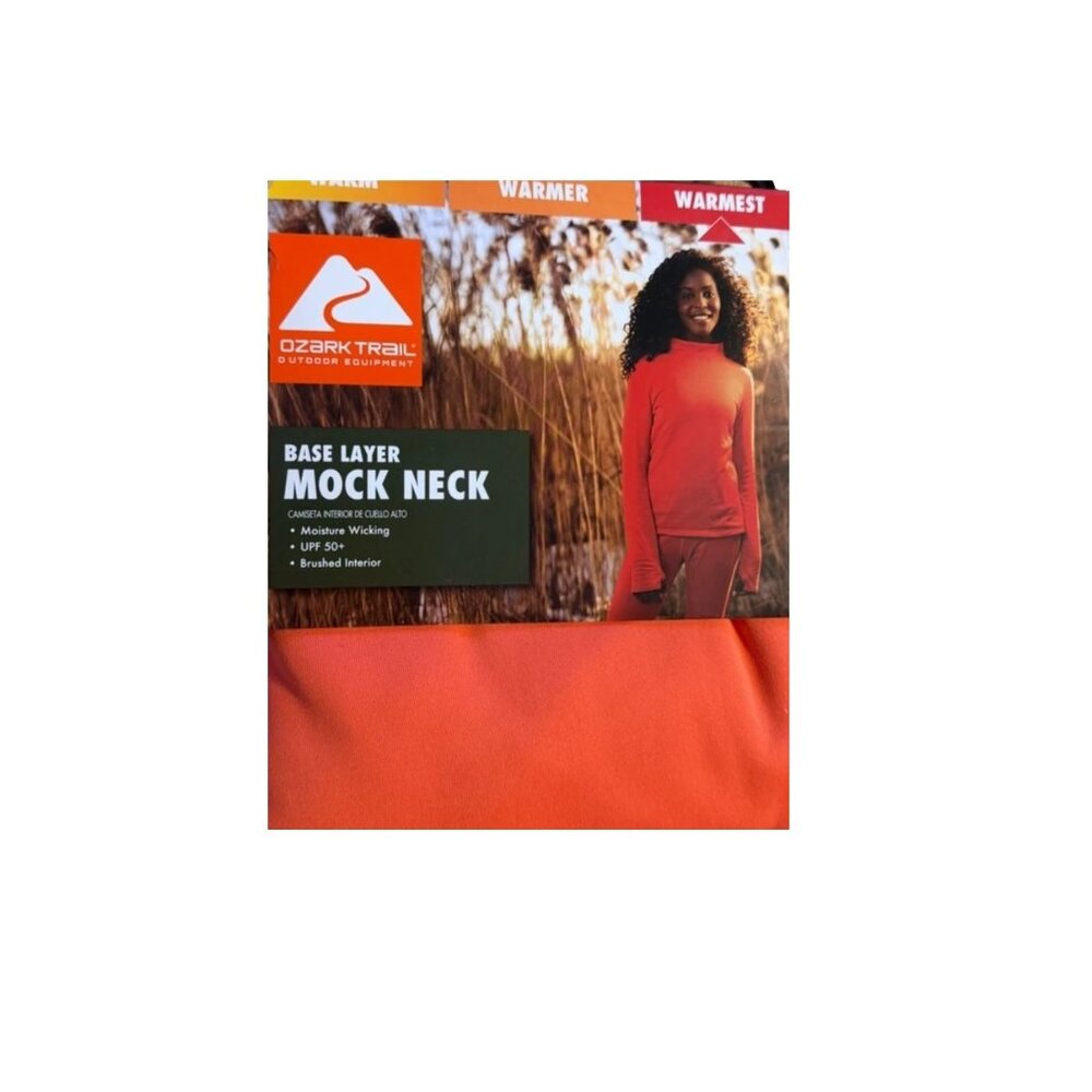 Ozark Trail Women's XXL Warmest Thermal Long Sleeve Fleece Mock Neck Top Orange